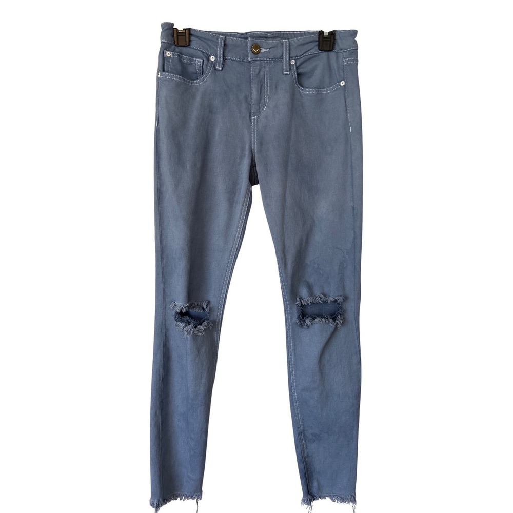 Joe's Jeans Women 27 Skinny Distressed Knee Raw Hem‎ Blue Denim CL#308M